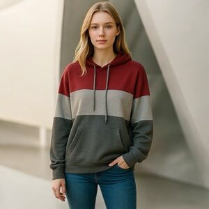 Berryou Hooded Color Block Sweatshirt